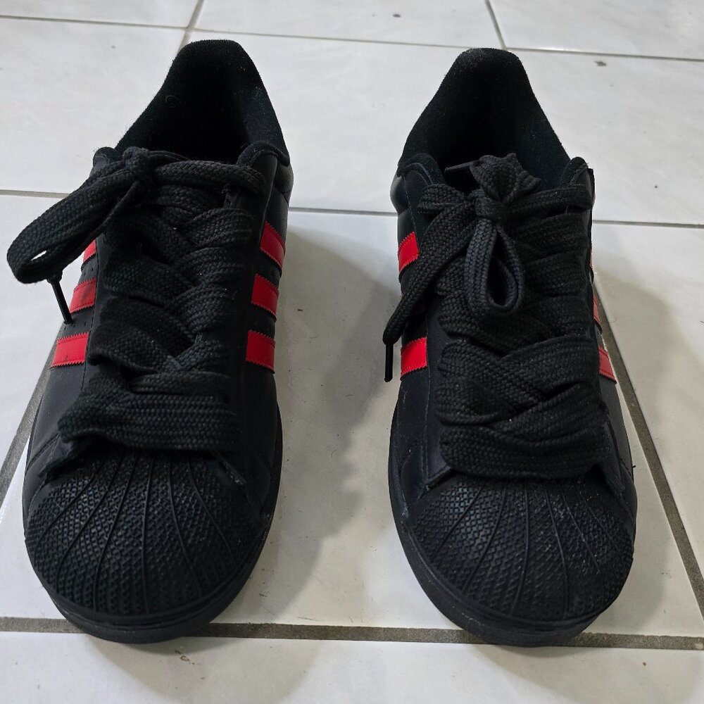 Adidas Superstar II - Black and Red - FAT LACES!